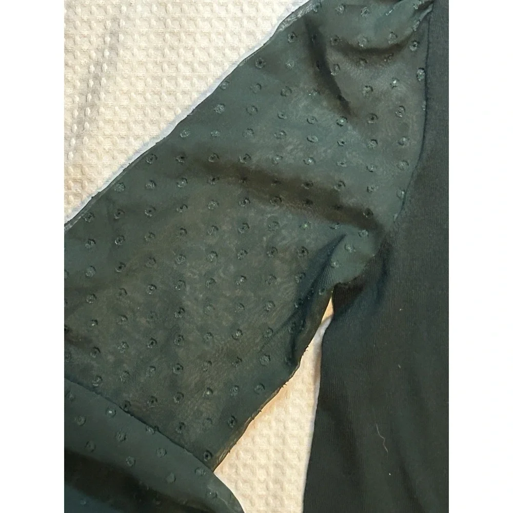 Adrianna Papell Sweater Women's Medium Christmas Party Green V-Neck Sheer Sleeve